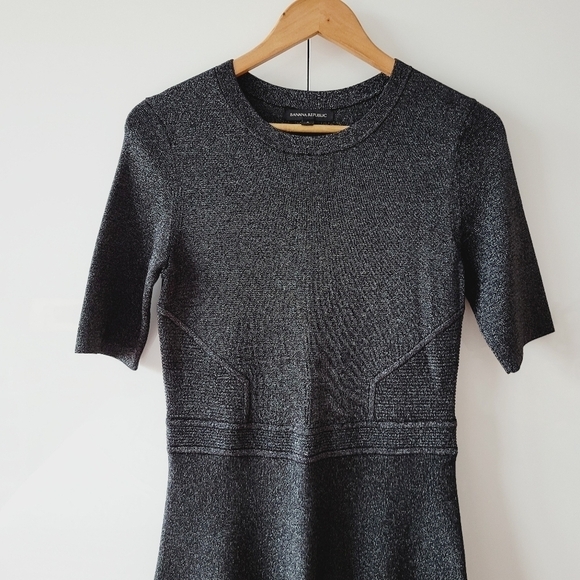 Banana Republic Black Metallic Sweater Dress - Picture 3 of 10